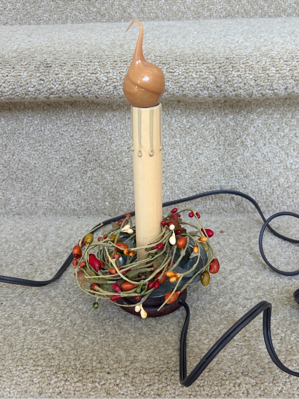 Autumn Berry LED Taper Candle Accent - Beige